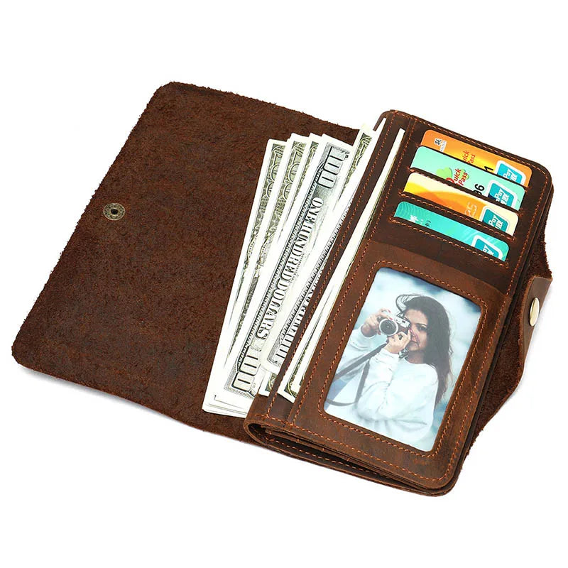 Men's Genuine Leather Solid Pattern Card Holder Trendy Wallets