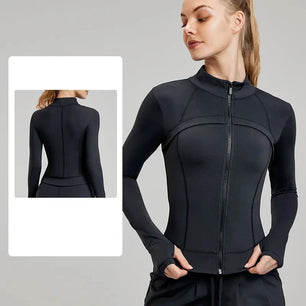 Women's Stand-Neck Spandex Long Sleeves Yoga Fitness Tops