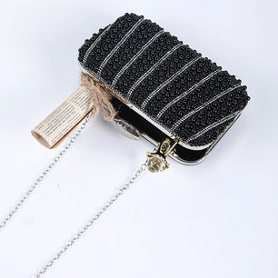 Women's Polyester Hasp Closure Rhinestone Pattern Trendy Clutch