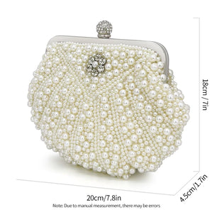 Women's Felt Pearl Pattern Rhinestone Classic Wedding Clutch