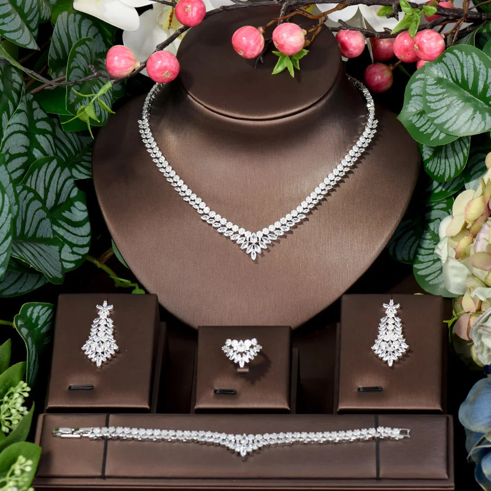 Women's Copper Cubic Zirconia Geometric Wedding Jewelry Set