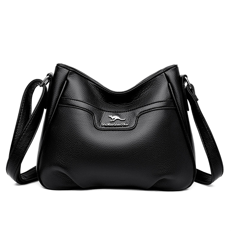 Women's PU Leather Zipper Closure Solid Pattern Shoulder Bag