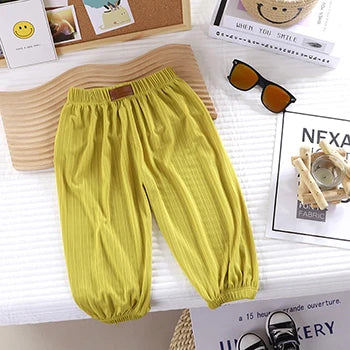 Kid's Cotton Mid Elastic Waist Closure Casual Wear Trousers