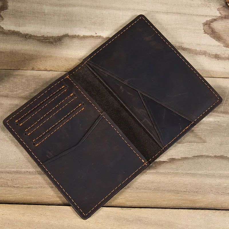 Men's Genuine Leather Solid Pattern Card Holder Trendy Wallets