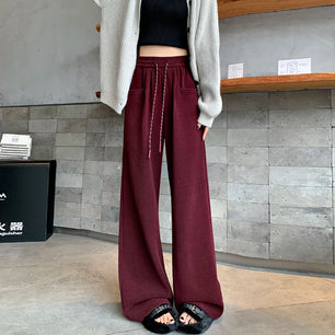 Women's Polyester Elastic Closure High Waist Casual Wear Trousers