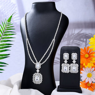 Women's Copper Cubic Zirconia Wedding Geometric Jewelry Set