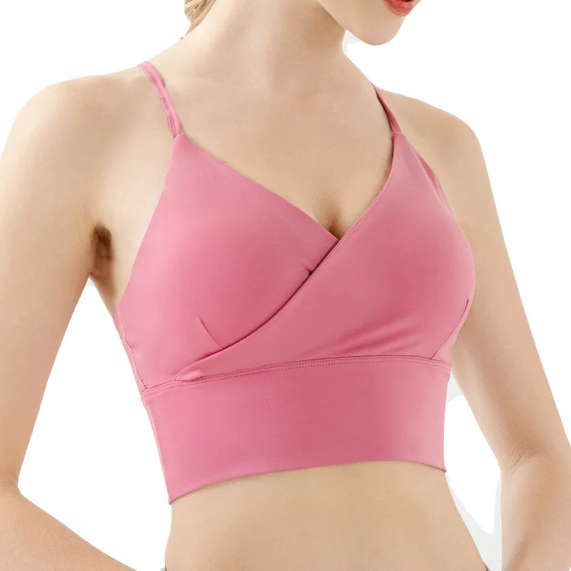 Women's Nylon Sleeveless Padded Fitness Yoga Workout Crop Top