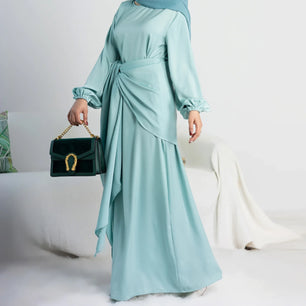 Women's Arabian Polyester Full Sleeve Solid Pattern Party Dress