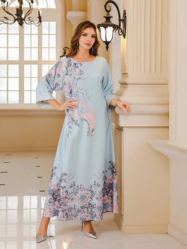 Women's Arabian Polyester Full Sleeves Printed Pattern Dress