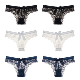 Women's 6 Pcs Spandex Low Waist Breathable Lace Pattern Panties