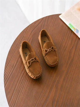 Kid's Leather Square Toe Slip-On Closure Solid Pattern Shoes