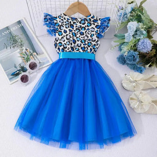 Kid's Girl Polyester Sleeveless Leopard Pattern Princess Dress