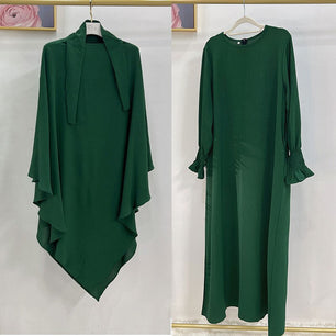 Women's Arabian Polyester Full Sleeve Two-Piece Casual Abayas