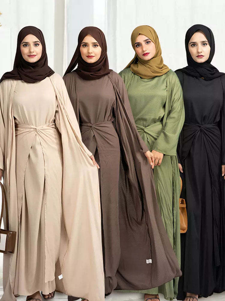 Women's Arabian Polyester Full Sleeve Solid Pattern Casual Abaya