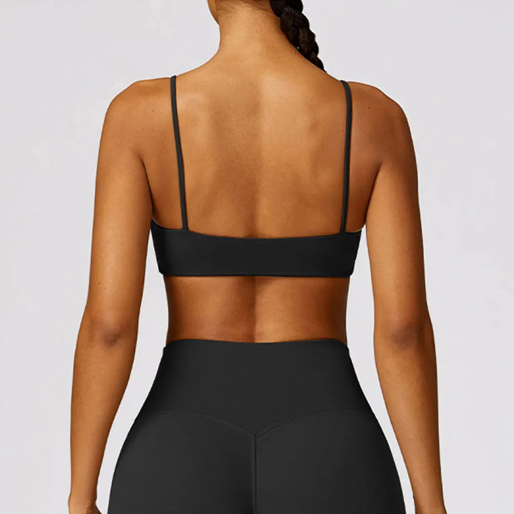Women's Nylon Square-Neck Sleeveless Breathable Gym Crop Top