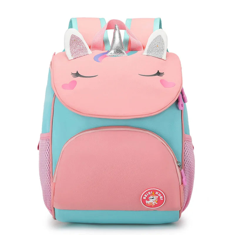 Kid's Nylon Zipper Closure Unicorn Pattern Trendy School Backpack