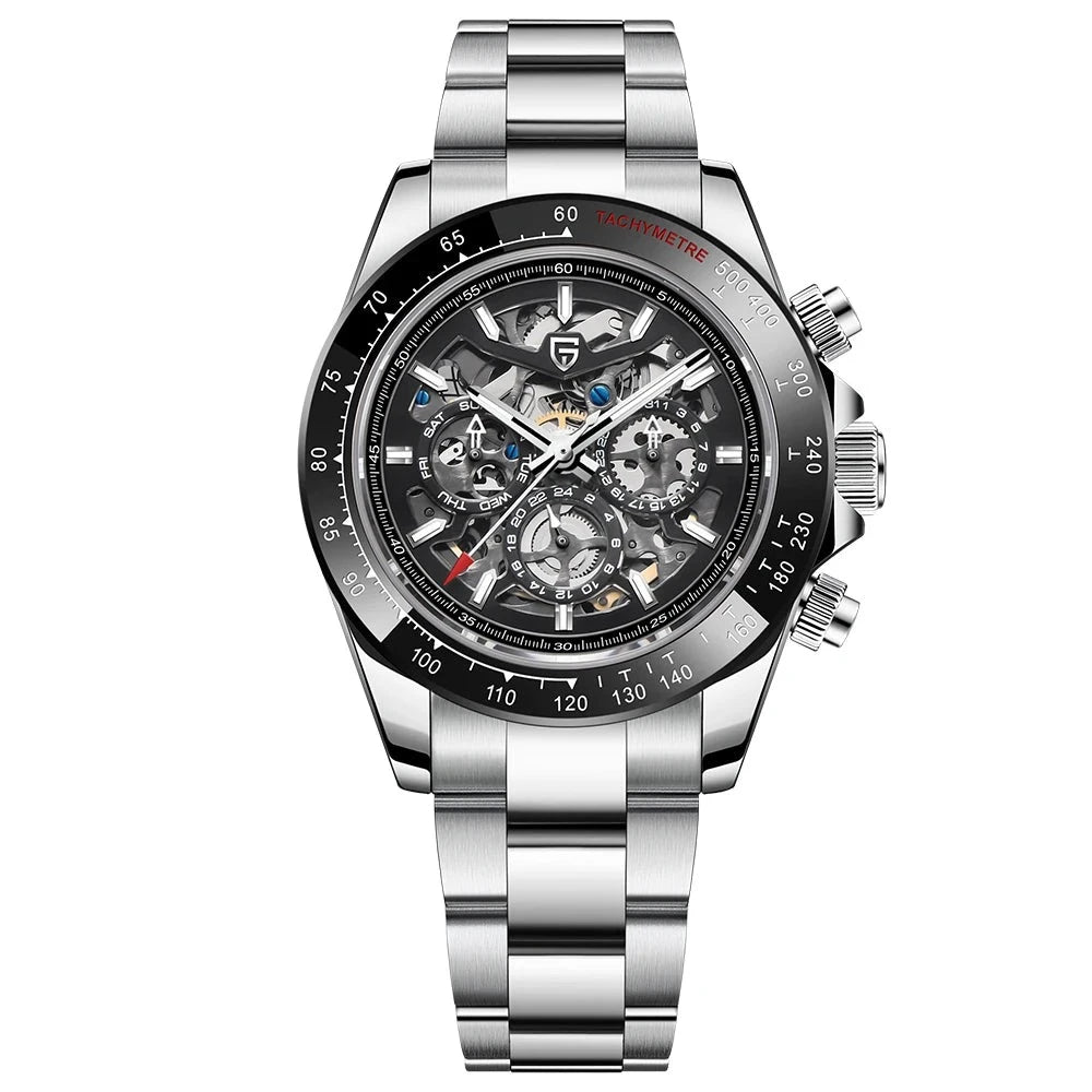 Men's Stainless Steel Folding Clasp Round Shaped Automatic Watches