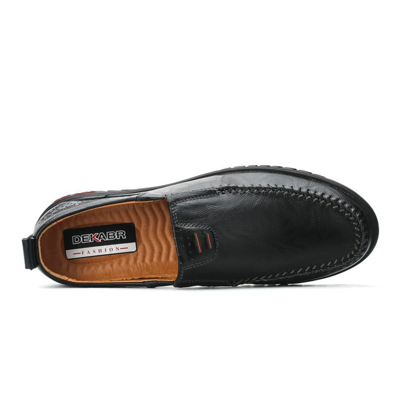 Men's Genuine Leather Round Toe Slip-On Closure Casual Wear Shoes