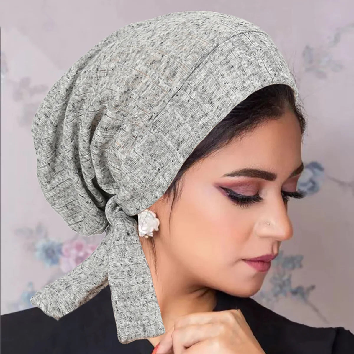 Women's Arabian Polyester Headwear Solid Pattern Turban Hijabs