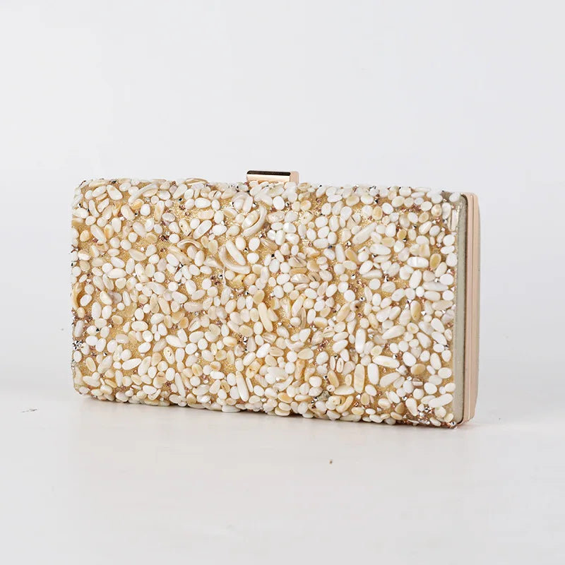 Women's Polyester Hasp Closure Sequined Pattern Wedding Clutch