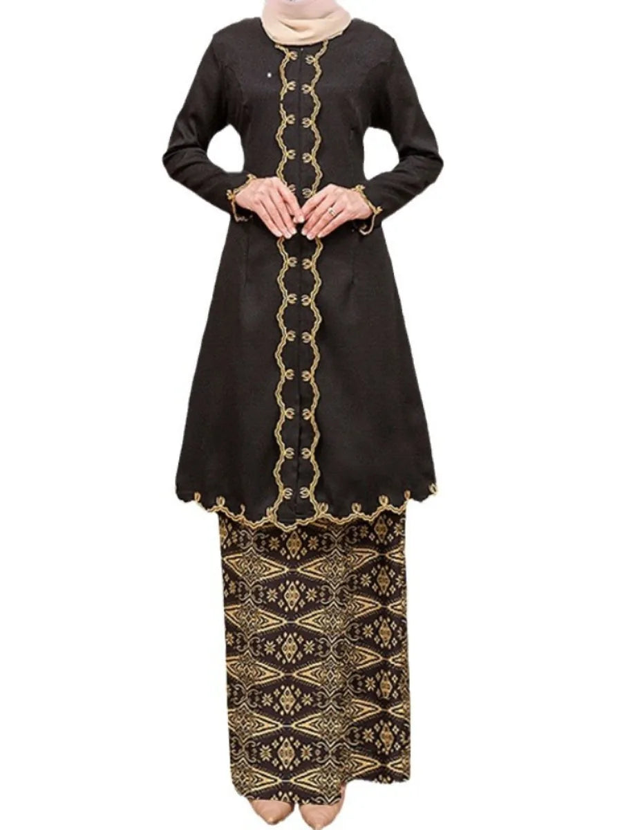 Women's Arabian Polyester Full Sleeves Embroidery Pattern Dress