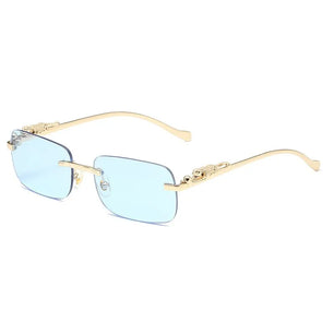 Women's Alloy Frame Rectangle Shape Luxury UV Shades Sunglasses