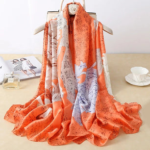 Women's Silk Neck Wrap Printed Pattern Trendy Beach Scarves