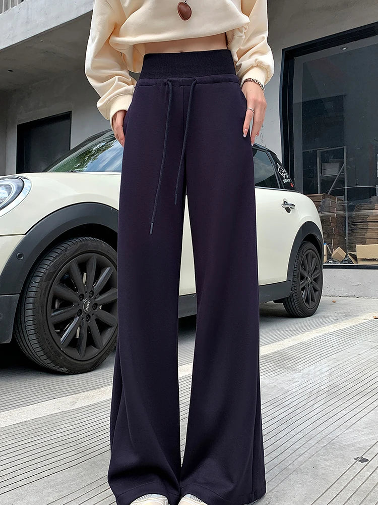 Women's Polyester Elastic Closure High Waist Casual Wear Trousers