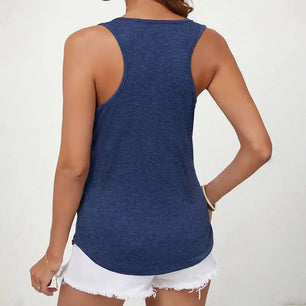 Women's Polyester O-Neck Sleeveless Letter Pattern Mini Blouse