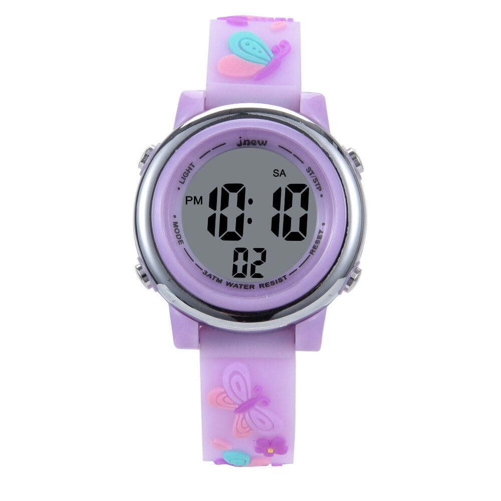 Kid's Alloy Case Buckle Clasp Digital Waterproof Round Watches