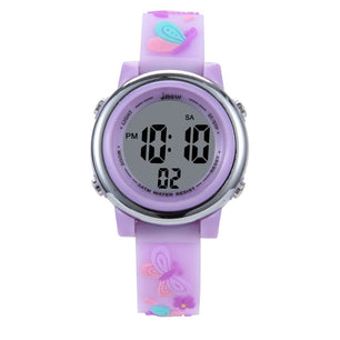 Kid's Alloy Case Buckle Clasp Digital Waterproof Round Watches