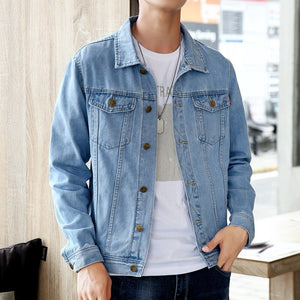 Men's Cotton Turn-Down Collar Single Breasted Plain Casual Jacket