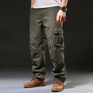 Men's Cotton Mid Waist Zipper Fly Closure Solid Pattern Trousers