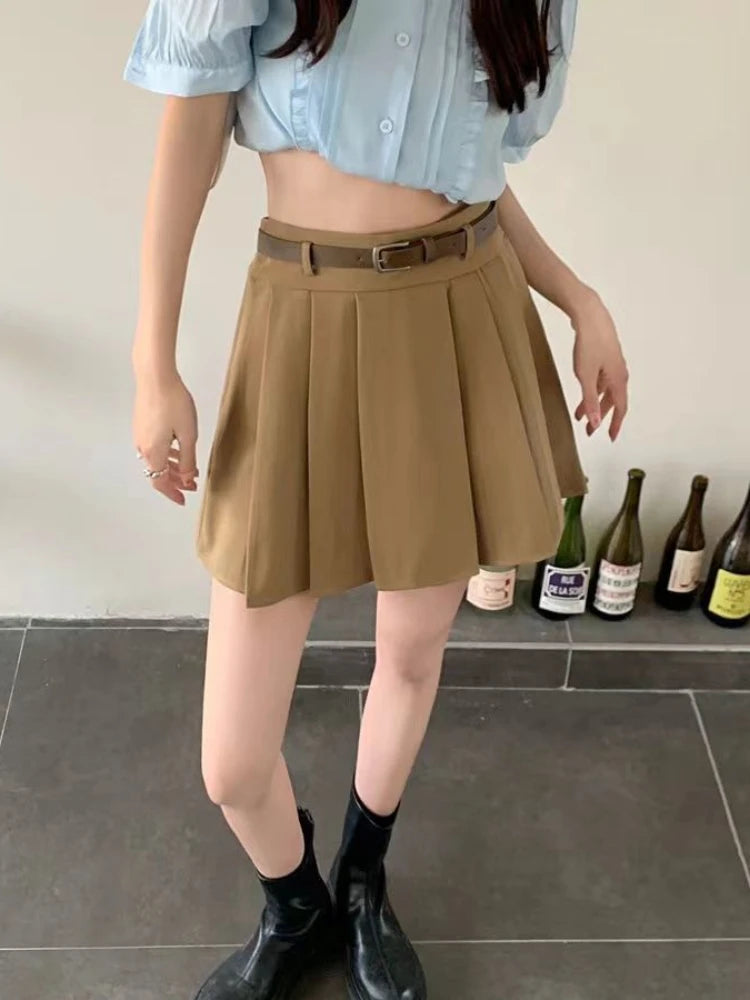 Women's Polyester High Waist Pleated Pattern Casual Wear Skirts