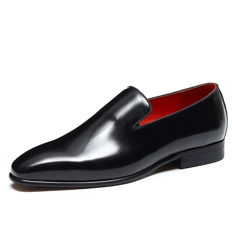 Men's Genuine Leather Square Toe Slip-On Closure Formal Shoes