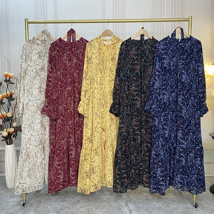 Women's Arabian Polyester Full Sleeve Printed Pattern Casual Dresses