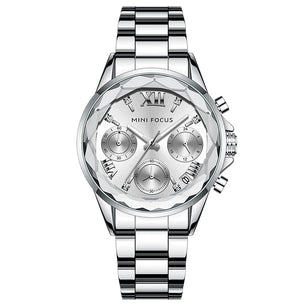 Women's Stainless Steel Round Shaped Waterproof Luxury Watch