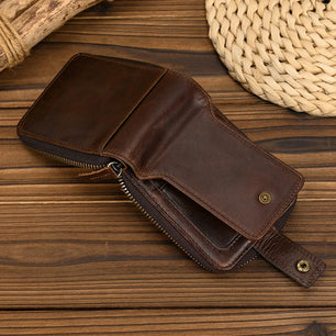 Men's Genuine Leather Solid Pattern Card Holder Trendy Wallets