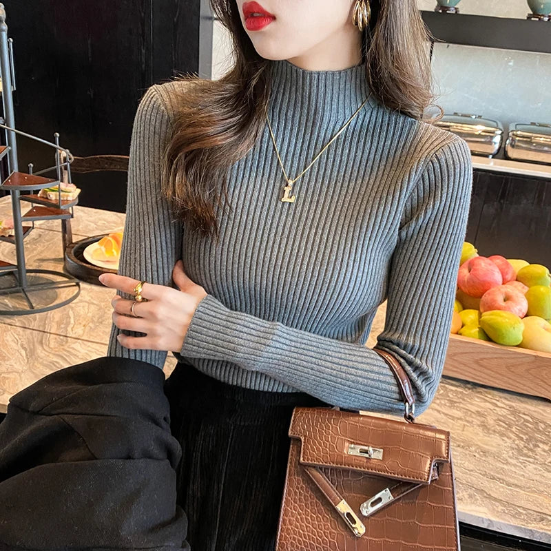 Women's Acrylic Turtleneck Full Sleeves Knitted Pullover Sweater