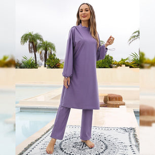 Women's Arabian Polyester Full Sleeves Plain Pattern Swimwear