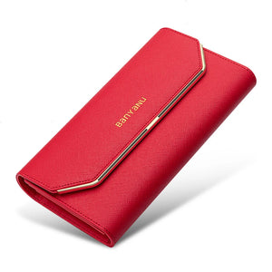 Women's PU Hasp Closure Multi Card Holder Trendy Long Wallet