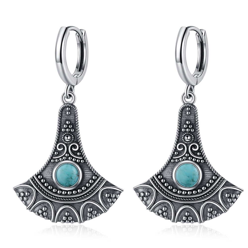 Women's Tibetan Silver Semi-Precious Stone Geometric Earrings