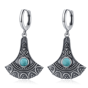 Women's Tibetan Silver Semi-Precious Stone Geometric Earrings