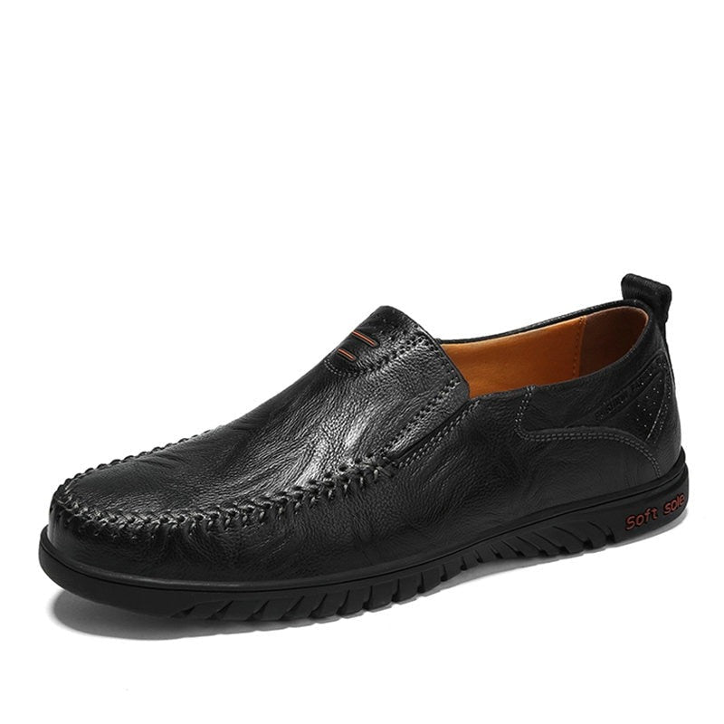 Men's Genuine Leather Round Toe Slip-On Closure Casual Wear Shoes