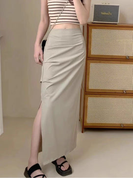 Women's Polyester High Waist Solid Pattern Casual Wear Skirts