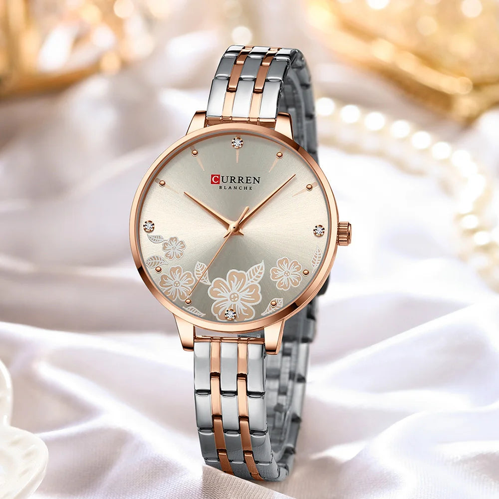 Women's Stainless Steel Round Shaped Waterproof Luxury Watch