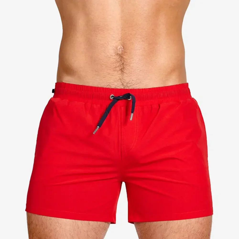 Men's Polyester Drawstring Closure Solid Pattern Boxer Shorts