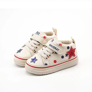 Kid's Leather Round Toe  Hook Loop Closure Casual Wear Sneakers