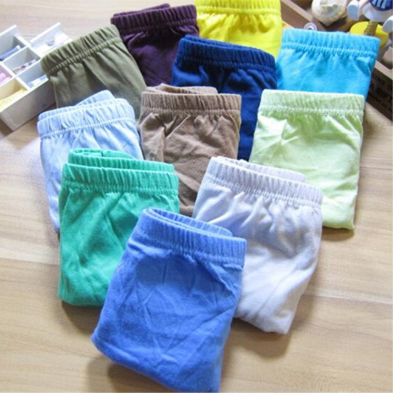 Kid's Boy 12Pcs Cotton Breathable Solid Pattern Underwear Briefs