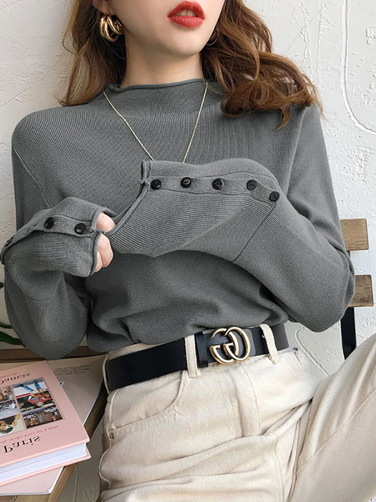 Women's Acrylic Turtleneck Long Sleeves Casual Wear Sweaters